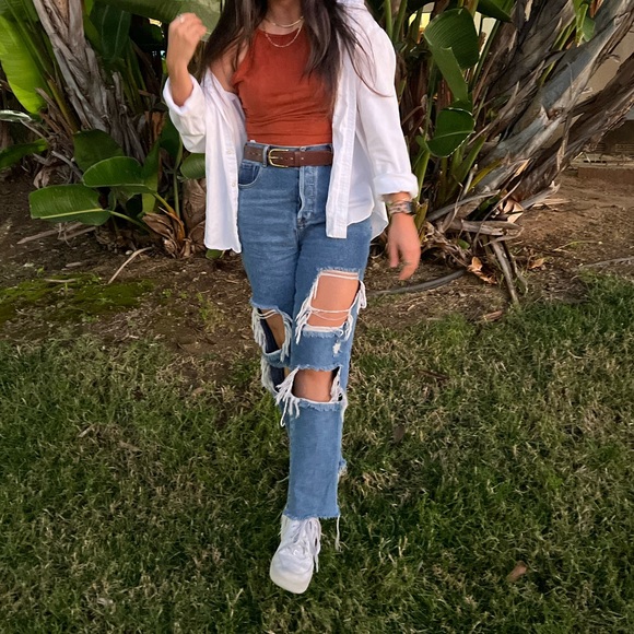 PacSun // High rise wide leg distressed jeans - Picture 5 of 6